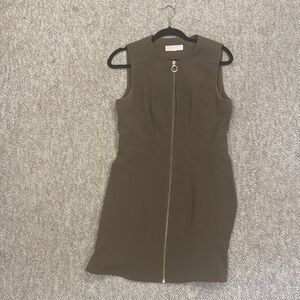 MICHAEL Michael Kors Green Mini Sheath Dress with Crew Neck for Work